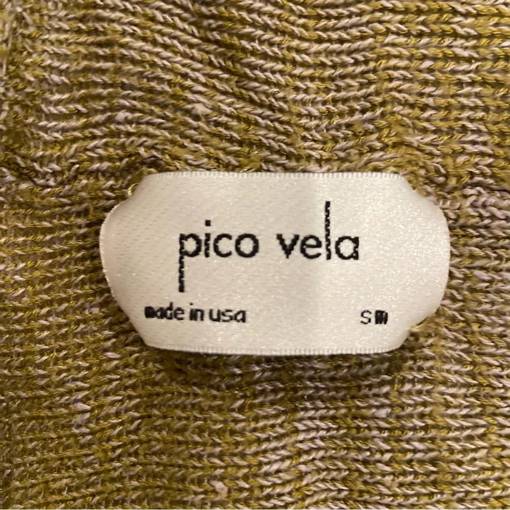 PICO VELA Linen Bamboo Knit Cropped Tank Top Pea Green Small